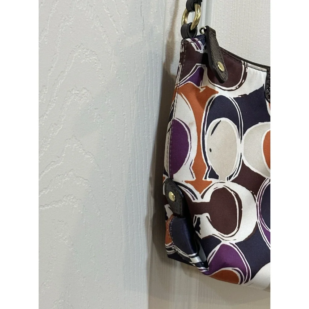 Coach Brown Leather Swingpack Ashley Scarf Signature Purse‎ - Picture 3 of 11